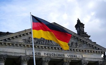 germany flag in front of building