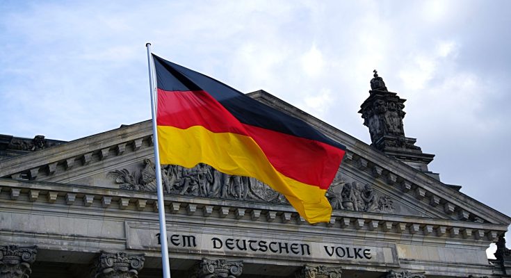 germany flag in front of building