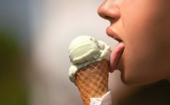 woman licking ice cream