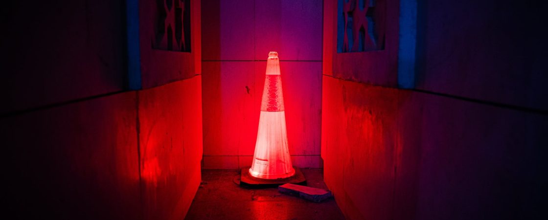 red led traffic cone