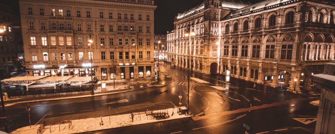 white concrete building during night time