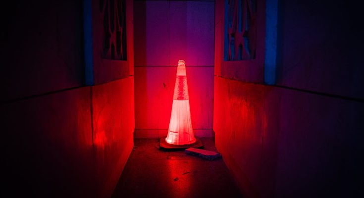 red led traffic cone