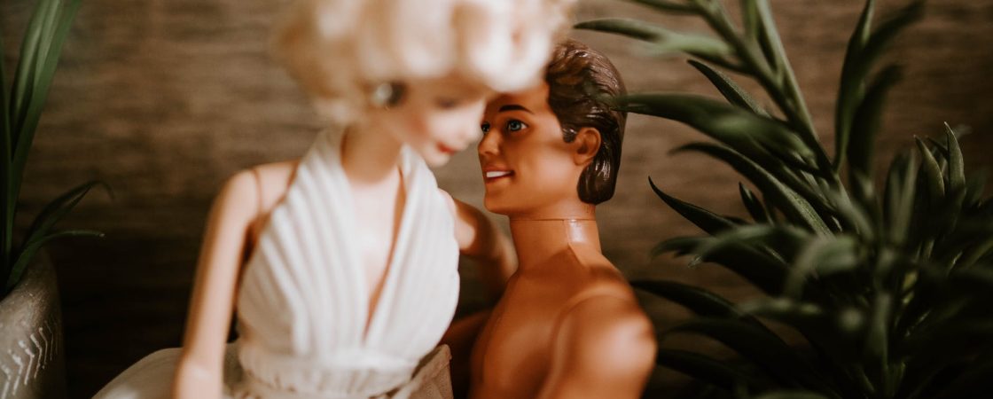 romantic toy couple having pleasant time together