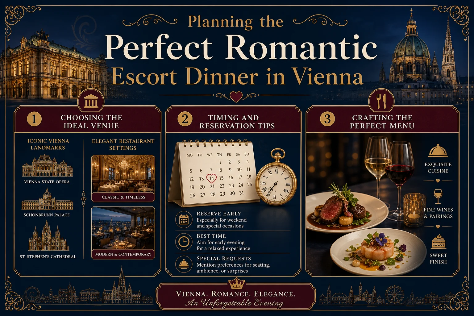 Romantic Escort Dinner: How to Plan the Perfect Evening in Vienna infographic
