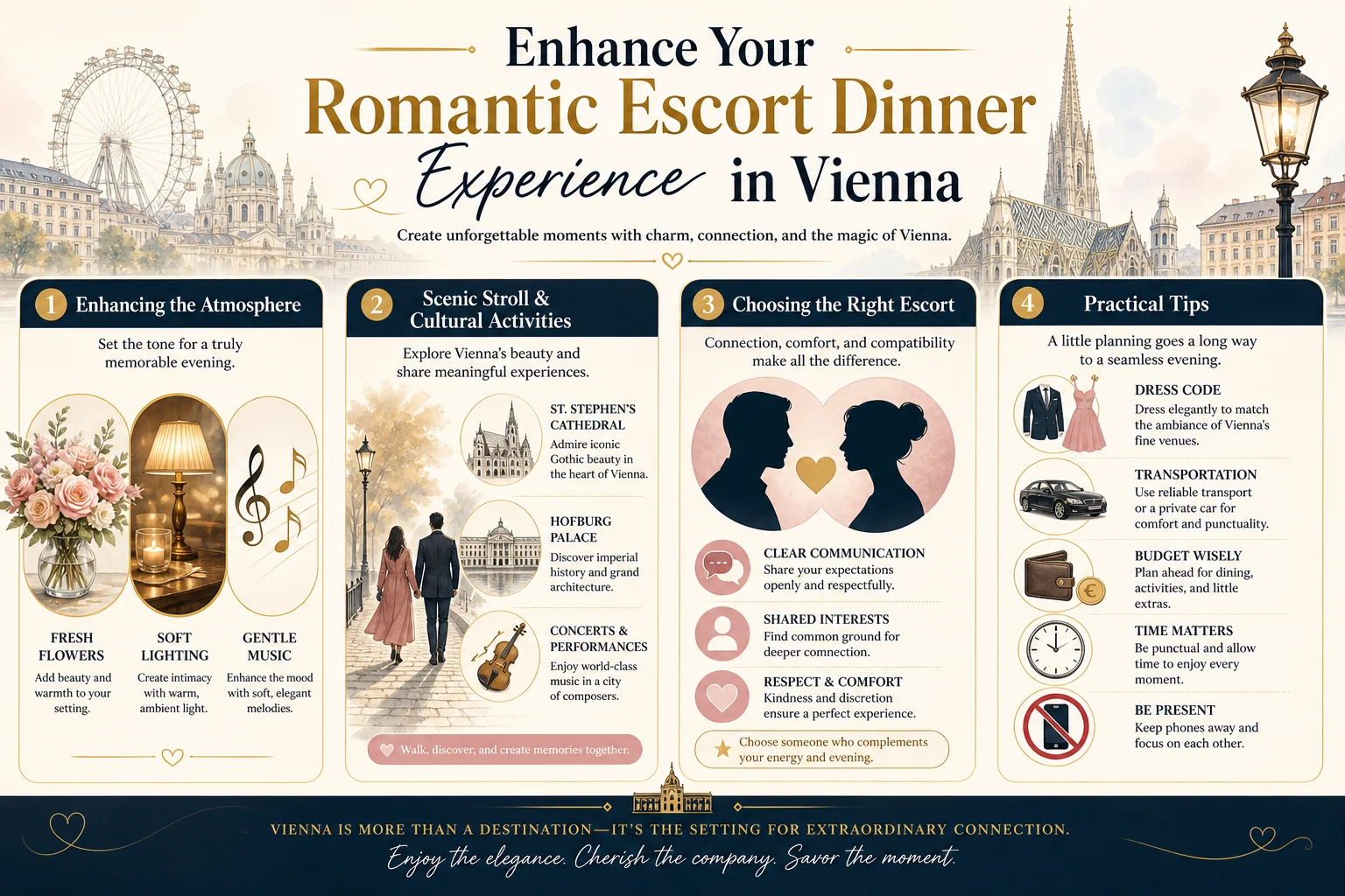 Romantic Escort Dinner: How to Plan the Perfect Evening in Vienna infographic