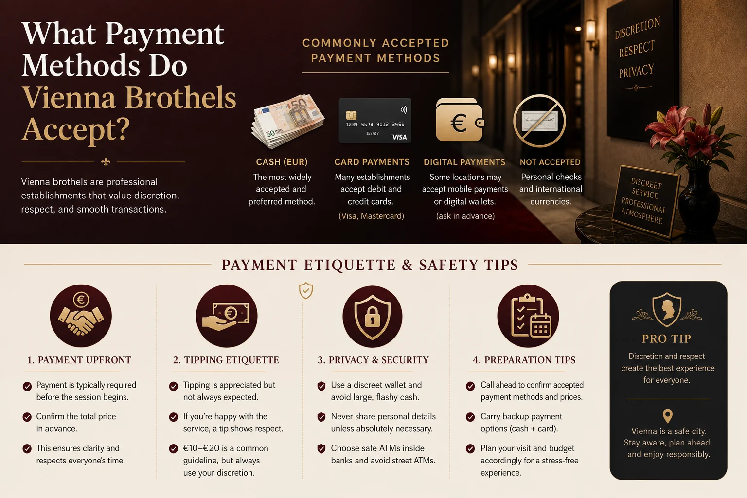 What Payment Methods Do Vienna Brothels Accept? infographic