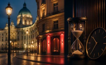 Editorial night image of a Vienna street representing licensed opening hours