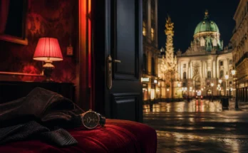 Editorial image of a hotel style reception desk at night in Vienna representing lost property handling