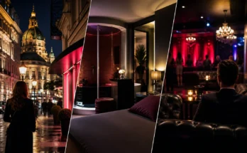 Editorial image of Vienna nightlife representing three different types of adult venue